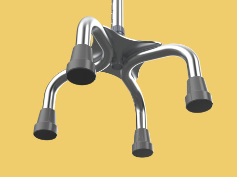 QUADRIPOD WALKING AID ELDERLY STICK CANE POLE QUAD FOOT 4 LEG Modèle 3D
