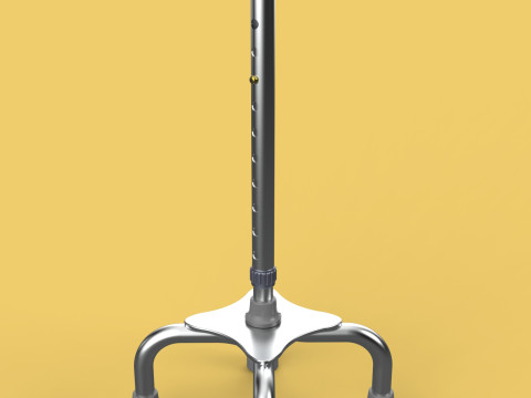 QUADRIPOD WALKING AID ELDERLY STICK CANE POLE QUAD FOOT 4 LEG Modèle 3D