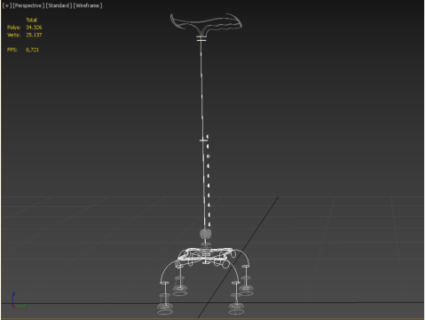 QUADRIPOD WALKING AID ELDERLY STICK CANE POLE QUAD FOOT 4 LEG Modèle 3D
