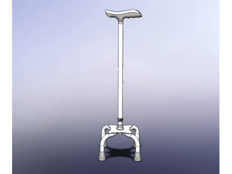 QUADRIPOD WALKING AID ELDERLY STICK CANE POLE QUAD FOOT 4 LEG Modèle 3D