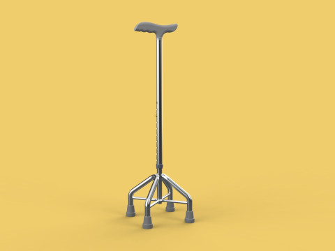WALKING CANE QUADRIPOD AID ELDERLY STICK POLE QUAD FEET 4 LEG Modelo 3D