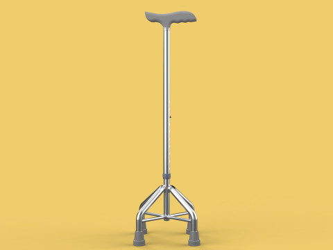 WALKING CANE QUADRIPOD AID ELDERLY STICK POLE QUAD FEET 4 LEG 3D 모델