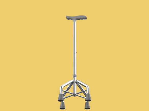 WALKING CANE QUADRIPOD AID ELDERLY STICK POLE QUAD FEET 4 LEG 3D 모델