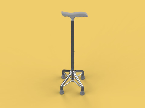WALKING CANE QUADRIPOD AID ELDERLY STICK POLE QUAD FEET 4 LEG 3D 모델