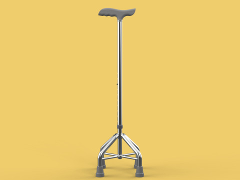 WALKING CANE QUADRIPOD AID ELDERLY STICK POLE QUAD FEET 4 LEG 3D 모델