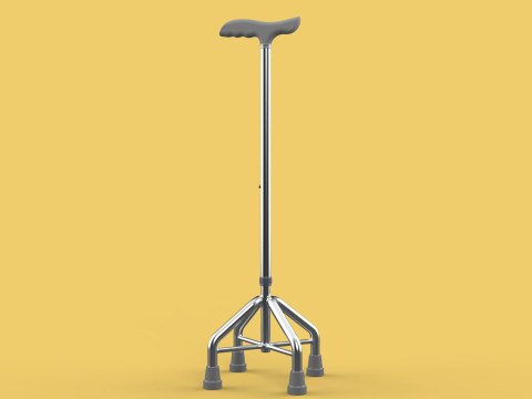 WALKING CANE QUADRIPOD AID ELDERLY STICK POLE QUAD FEET 4 LEG 3D 모델
