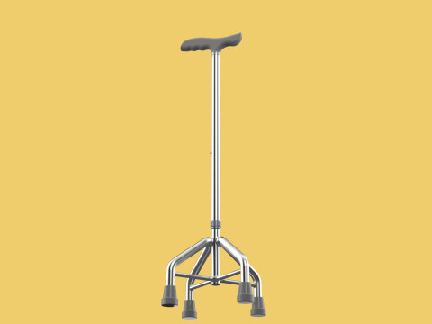 WALKING CANE QUADRIPOD AID ELDERLY STICK POLE QUAD FEET 4 LEG 3D 모델
