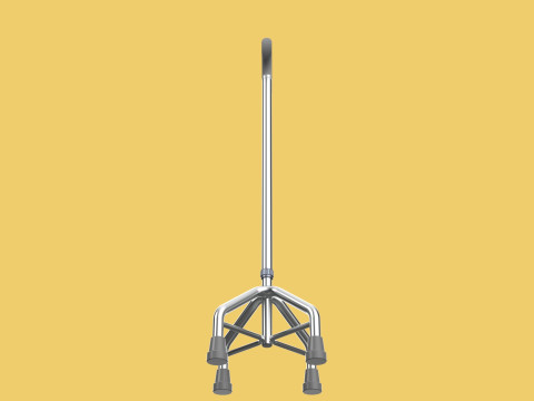 WALKING CANE QUADRIPOD AID ELDERLY STICK POLE QUAD FEET 4 LEG 3D 모델