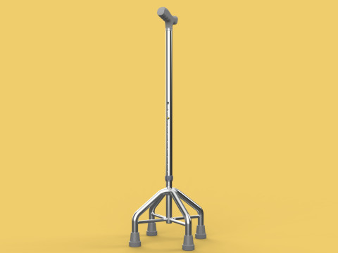 WALKING CANE QUADRIPOD AID ELDERLY STICK POLE QUAD FEET 4 LEG 3D 모델