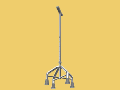 WALKING CANE QUADRIPOD AID ELDERLY STICK POLE QUAD FEET 4 LEG 3D 모델