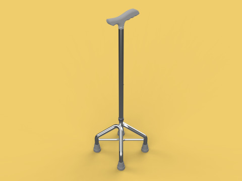 WALKING CANE QUADRIPOD AID ELDERLY STICK POLE QUAD FEET 4 LEG 3D 모델