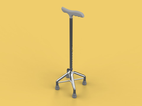 WALKING CANE QUADRIPOD AID ELDERLY STICK POLE QUAD FEET 4 LEG 3D 모델