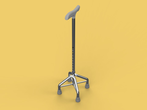 WALKING CANE QUADRIPOD AID ELDERLY STICK POLE QUAD FEET 4 LEG 3D 모델