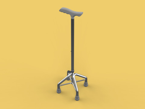 WALKING CANE QUADRIPOD AID ELDERLY STICK POLE QUAD FEET 4 LEG 3D 모델