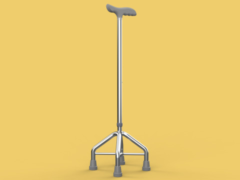 WALKING CANE QUADRIPOD AID ELDERLY STICK POLE QUAD FEET 4 LEG 3D 모델