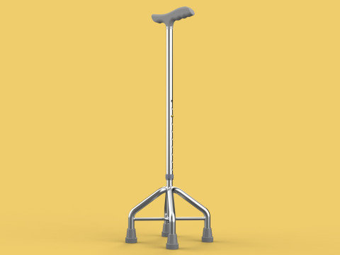 WALKING CANE QUADRIPOD AID ELDERLY STICK POLE QUAD FEET 4 LEG 3D 모델
