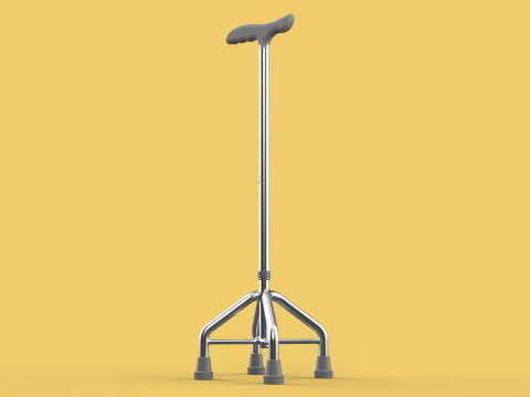 WALKING CANE QUADRIPOD AID ELDERLY STICK POLE QUAD FEET 4 LEG 3D 모델