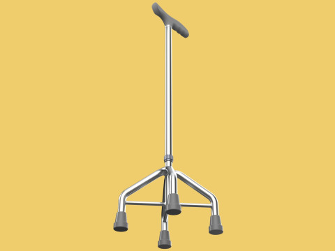 WALKING CANE QUADRIPOD AID ELDERLY STICK POLE QUAD FEET 4 LEG 3D 모델