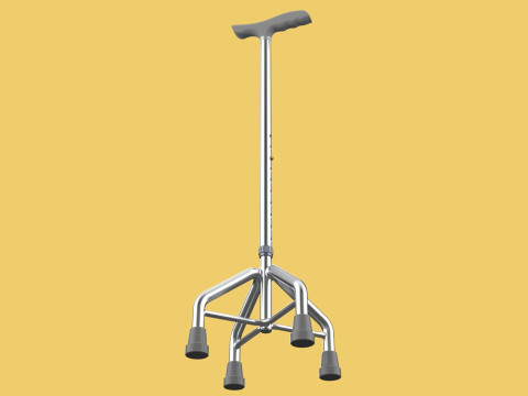 WALKING CANE QUADRIPOD AID ELDERLY STICK POLE QUAD FEET 4 LEG 3D 모델