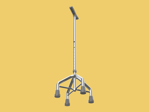 WALKING CANE QUADRIPOD AID ELDERLY STICK POLE QUAD FEET 4 LEG 3D 모델