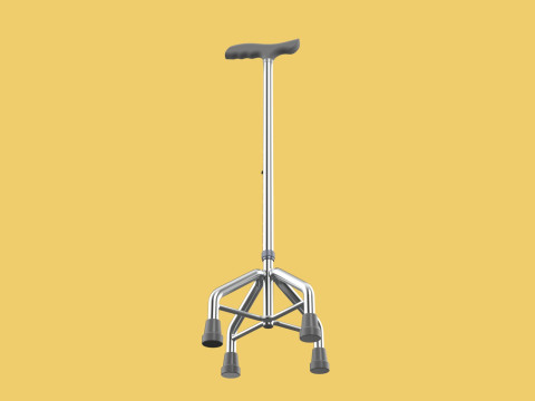 WALKING CANE QUADRIPOD AID ELDERLY STICK POLE QUAD FEET 4 LEG 3D 모델