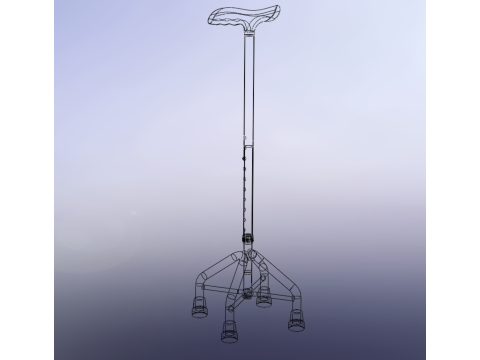 WALKING CANE QUADRIPOD AID ELDERLY STICK POLE QUAD FEET 4 LEG 3D 모델