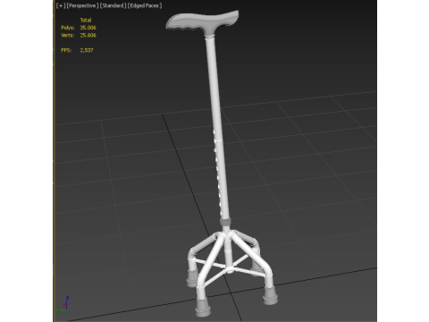 WALKING CANE QUADRIPOD AID ELDERLY STICK POLE QUAD FEET 4 LEG 3D 모델