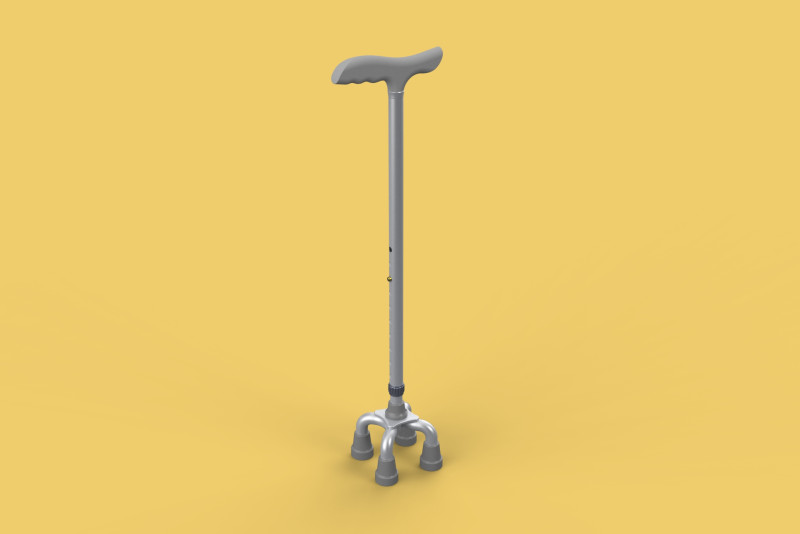 QUAD WALKING CANE QUADRIPOD AID ELDERLY STICK POLE FEET FOUR LEG Modello 3D .c4d .max .obj .3ds .fbx .stl .blend