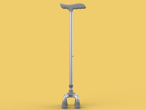 QUAD WALKING CANE QUADRIPOD AID ELDERLY STICK POLE FEET FOUR LEG Modello 3D