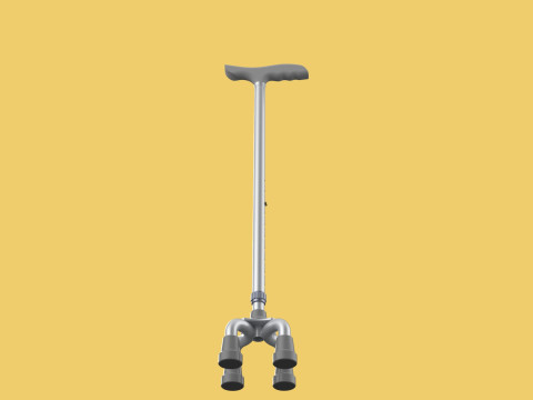 QUAD WALKING CANE QUADRIPOD AID ELDERLY STICK POLE FEET FOUR LEG Modello 3D