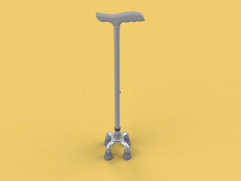 QUAD WALKING CANE QUADRIPOD AID ELDERLY STICK POLE FEET FOUR LEG Modello 3D