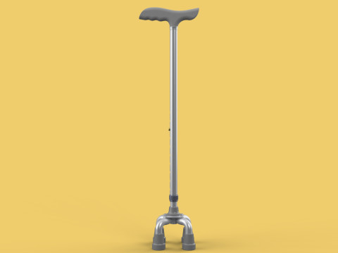 QUAD WALKING CANE QUADRIPOD AID ELDERLY STICK POLE FEET FOUR LEG Modello 3D