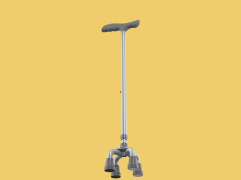 QUAD WALKING CANE QUADRIPOD AID ELDERLY STICK POLE FEET FOUR LEG Modello 3D