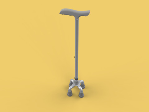 QUAD WALKING CANE QUADRIPOD AID ELDERLY STICK POLE FEET FOUR LEG Modello 3D