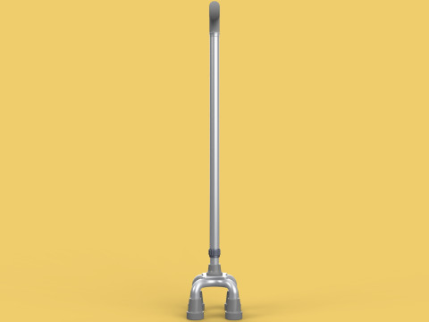 QUAD WALKING CANE QUADRIPOD AID ELDERLY STICK POLE FEET FOUR LEG Modello 3D