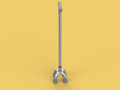 QUAD WALKING CANE QUADRIPOD AID ELDERLY STICK POLE FEET FOUR LEG Modello 3D