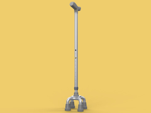QUAD WALKING CANE QUADRIPOD AID ELDERLY STICK POLE FEET FOUR LEG Modello 3D
