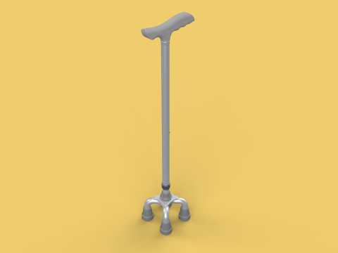 QUAD WALKING CANE QUADRIPOD AID ELDERLY STICK POLE FEET FOUR LEG Modello 3D