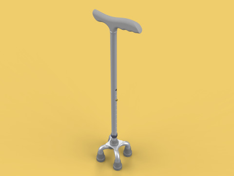 QUAD WALKING CANE QUADRIPOD AID ELDERLY STICK POLE FEET FOUR LEG Modello 3D