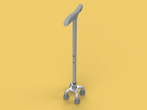 QUAD WALKING CANE QUADRIPOD AID ELDERLY STICK POLE FEET FOUR LEG Modello 3D