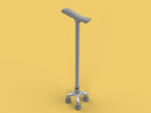 QUAD WALKING CANE QUADRIPOD AID ELDERLY STICK POLE FEET FOUR LEG Modello 3D