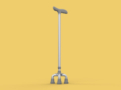 QUAD WALKING CANE QUADRIPOD AID ELDERLY STICK POLE FEET FOUR LEG Modello 3D