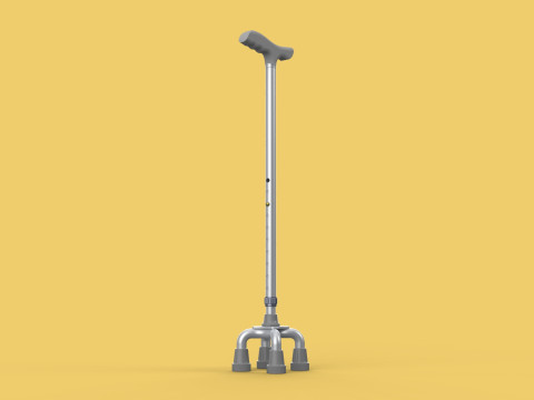 QUAD WALKING CANE QUADRIPOD AID ELDERLY STICK POLE FEET FOUR LEG Modello 3D