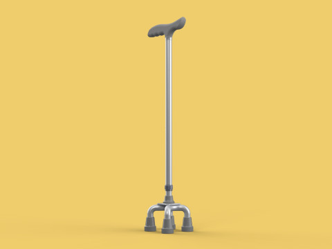QUAD WALKING CANE QUADRIPOD AID ELDERLY STICK POLE FEET FOUR LEG Modello 3D