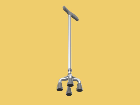 QUAD WALKING CANE QUADRIPOD AID ELDERLY STICK POLE FEET FOUR LEG Modello 3D
