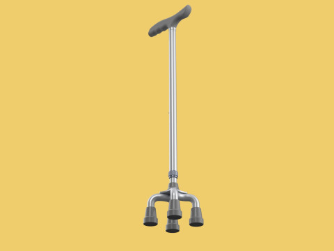 QUAD WALKING CANE QUADRIPOD AID ELDERLY STICK POLE FEET FOUR LEG Modello 3D