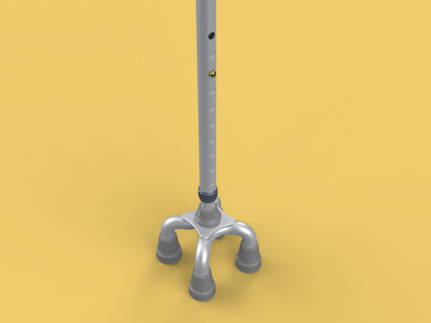 QUAD WALKING CANE QUADRIPOD AID ELDERLY STICK POLE FEET FOUR LEG Modello 3D