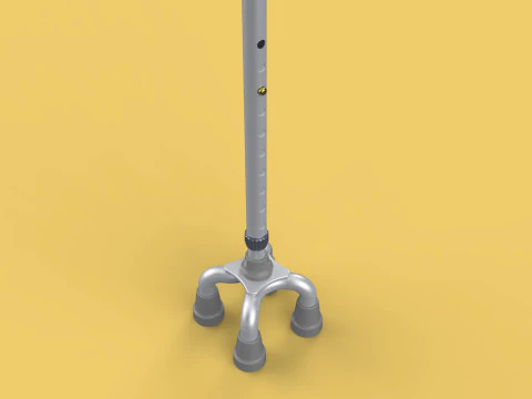 QUAD WALKING CANE QUADRIPOD AID ELDERLY STICK POLE FEET FOUR LEG 3D Model