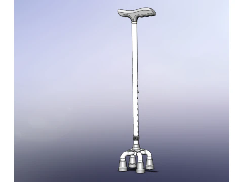 QUAD WALKING CANE QUADRIPOD AID ELDERLY STICK POLE FEET FOUR LEG 3D Model