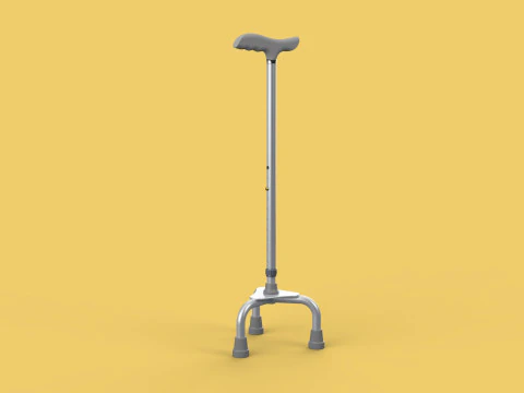 TR&Iacute;PODE BAST&Oacute;N AYUDA PARA ANCIANOS PALO POLO MARCHA 3 PIES PIERNA Modelo 3D